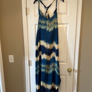 LuLaRoe Blue and Cream Swim Coverup with Tie-Dye Pattern